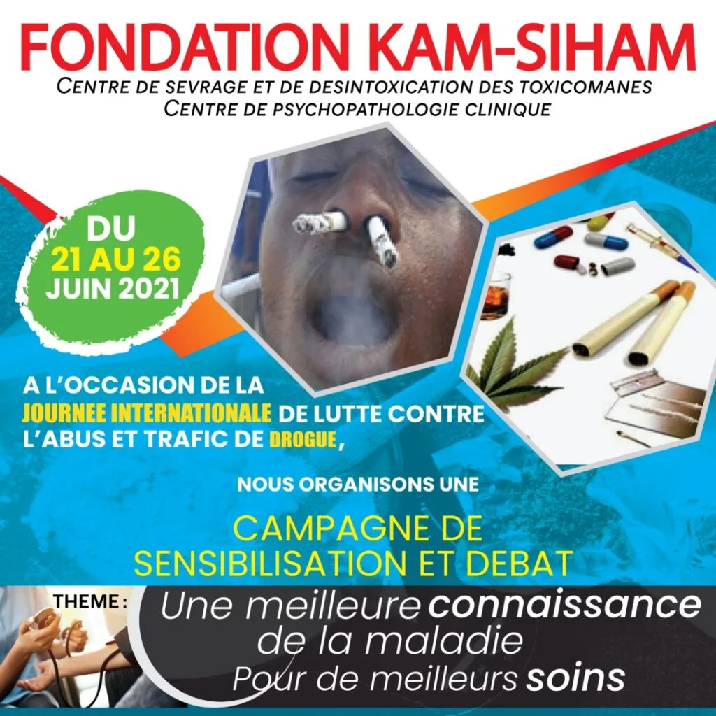 a l'occasion de la journee internationnal de la lutte contre l'abus et trafic de droque la fondation kamsiham organise la une campagne de sensibilisation et debat sur zoom via le lien